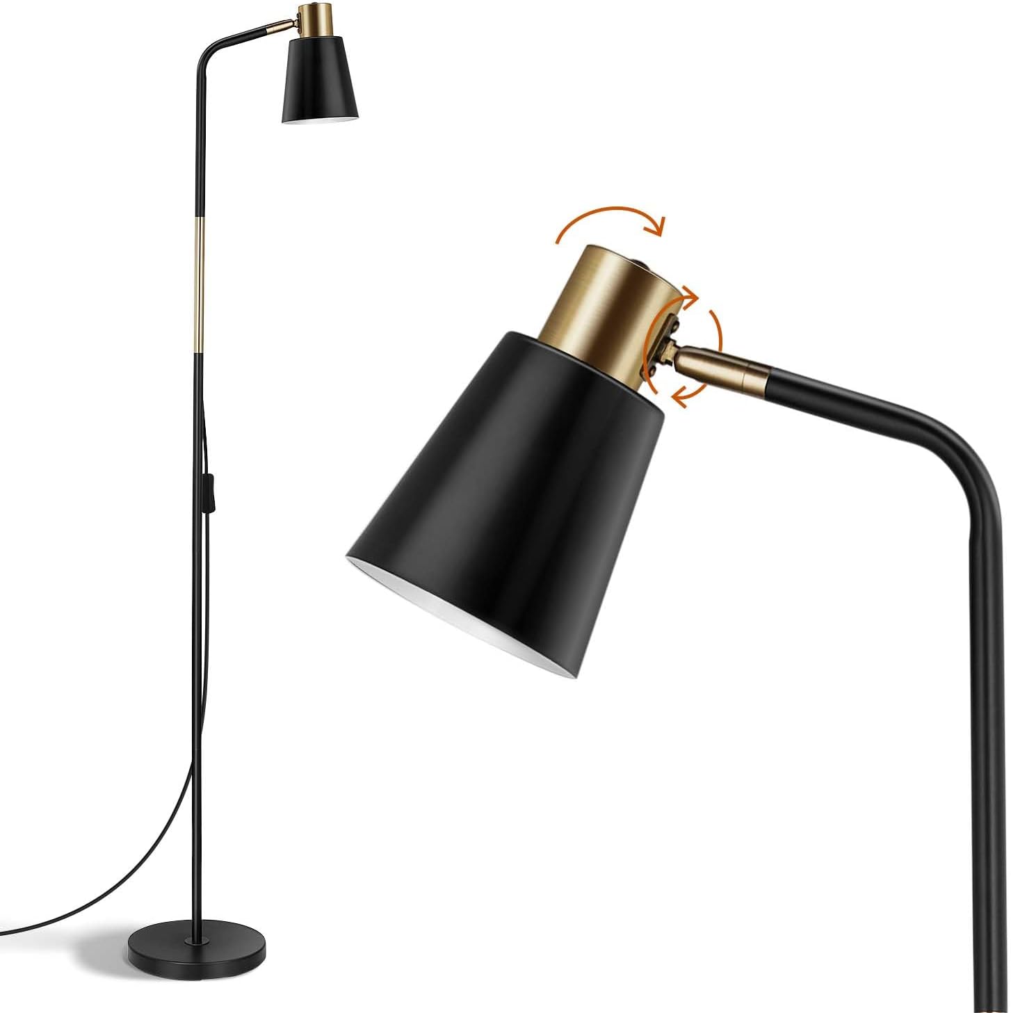 OUSFOT Lampada da Terra Vintage E27 146cm, Nera - immagine 1