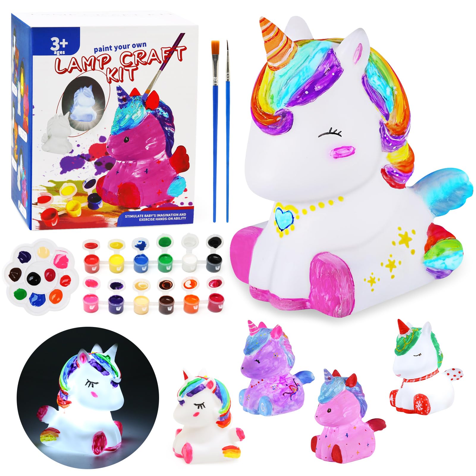 LinStyle Kit Lampada Gatto 3D Set Pittura Giocattolo Bambini, Giochi Creativi bambina 6 7 8-12 Anni, Creativi Gadget Compleanno Cat bambini, Idee Regalo Bambina 3-12+ Anni (Unicorno)