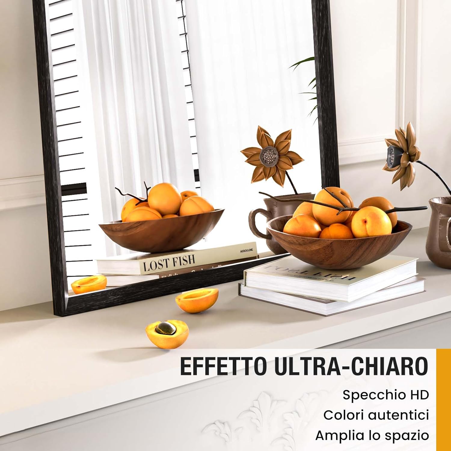 Weer Specchio da Bagno Rettangolare 60x90cm, Nero - immagine 3