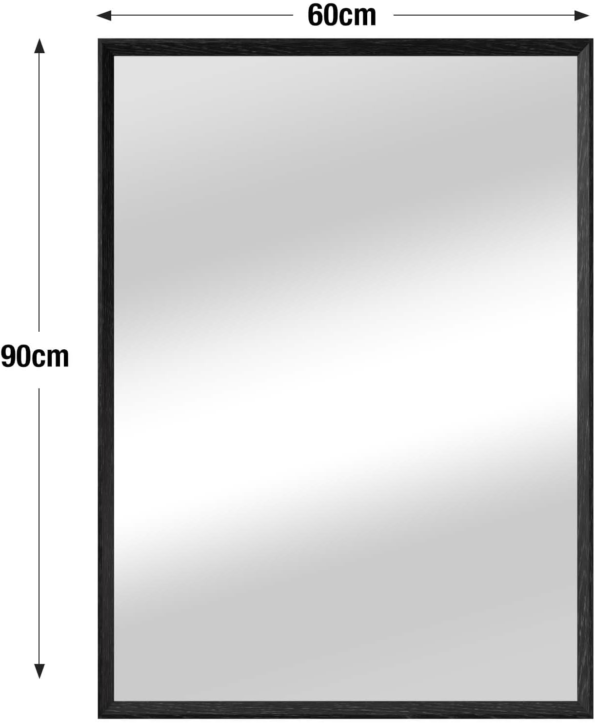 Weer Specchio da Bagno Rettangolare 60x90cm, Nero - immagine 4