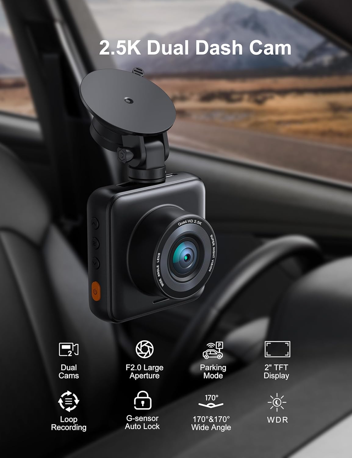 Izeeker 2.5K Dash Cam Anteriore e Posteriore con SD - immagine 2