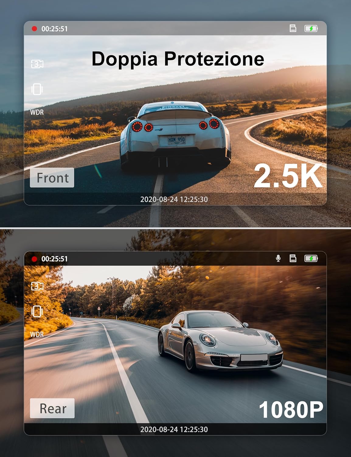 Izeeker 2.5K Dash Cam Anteriore e Posteriore con SD - immagine 4