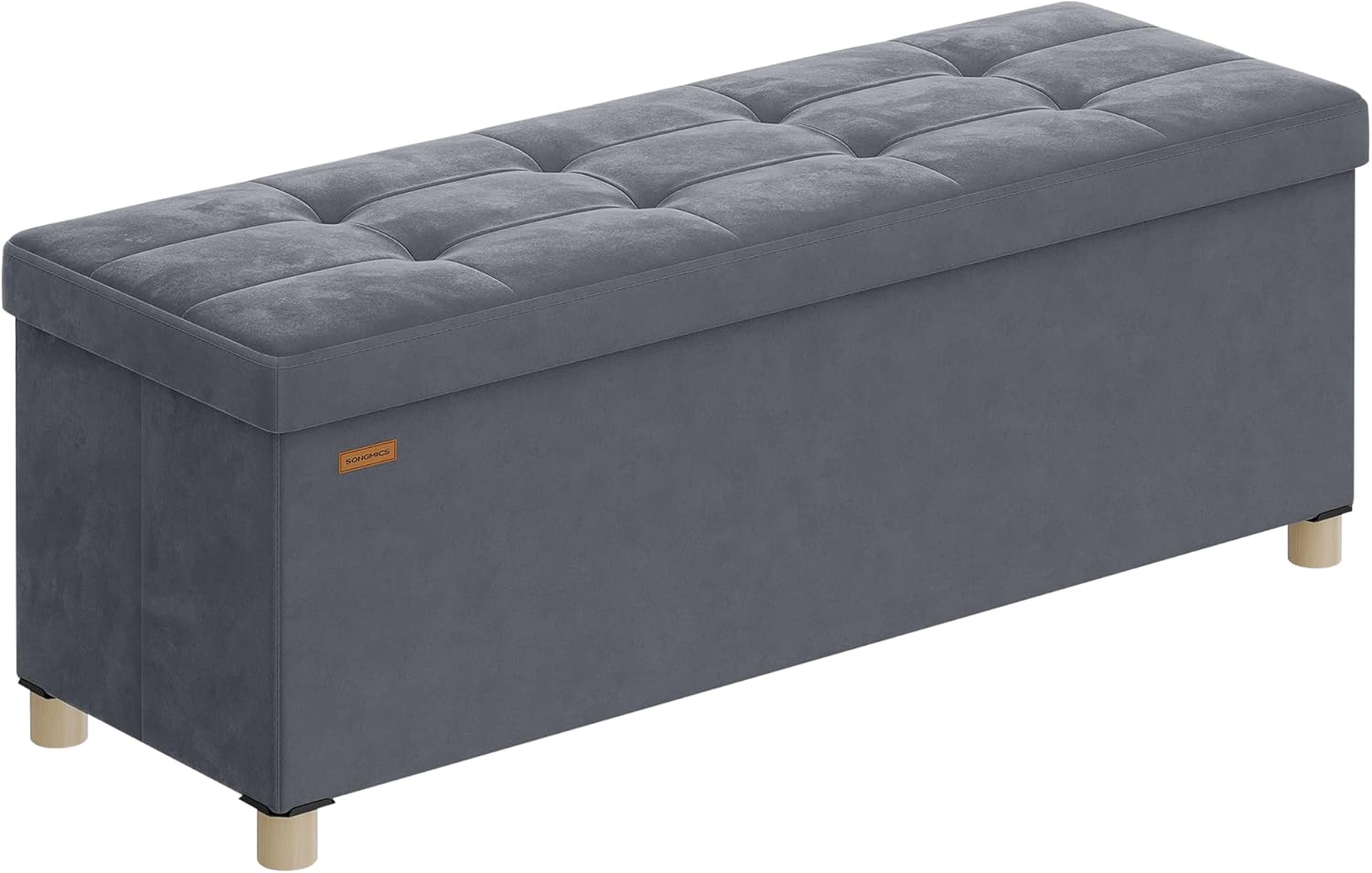 Songmics Pouf Contenitore Pieghevole 112L, Grigio Ardesia