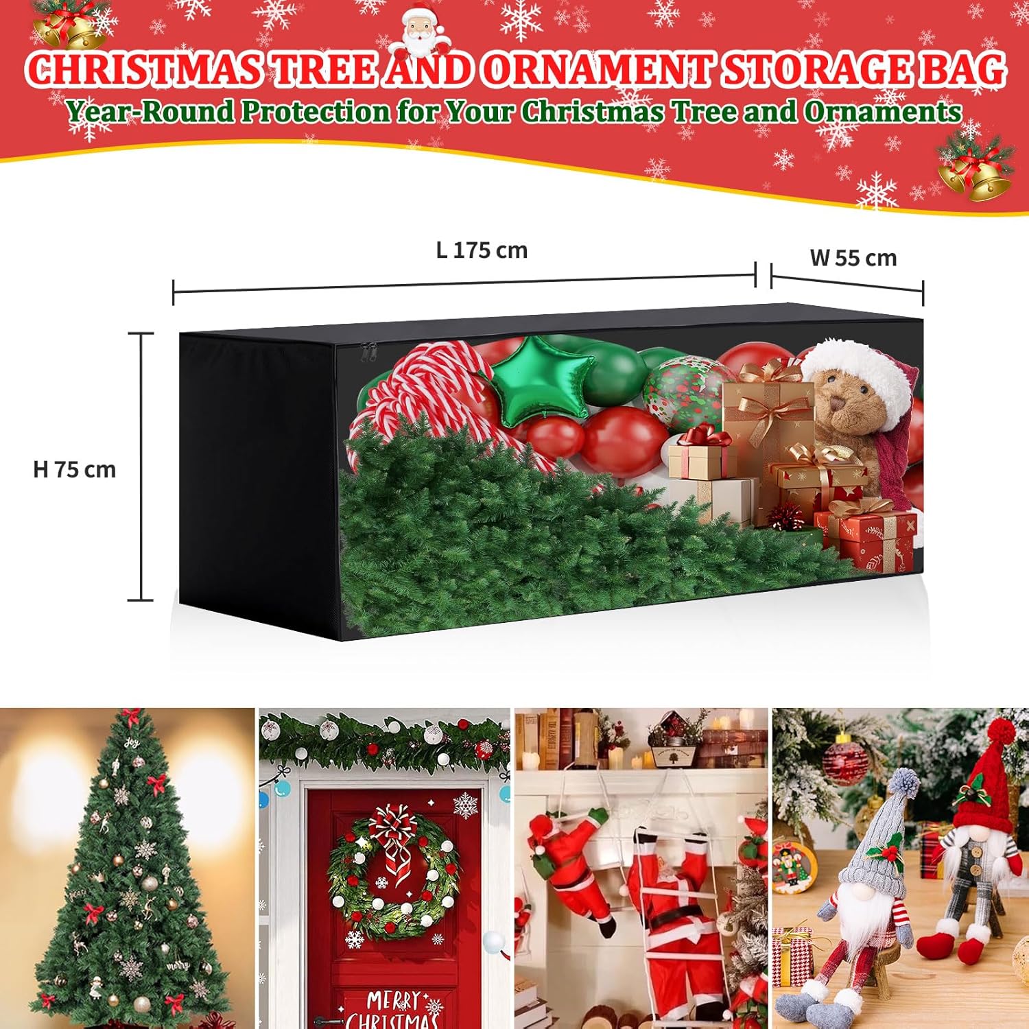 Aipwerer Custodia Porta Albero di Natale, Nera - immagine 2