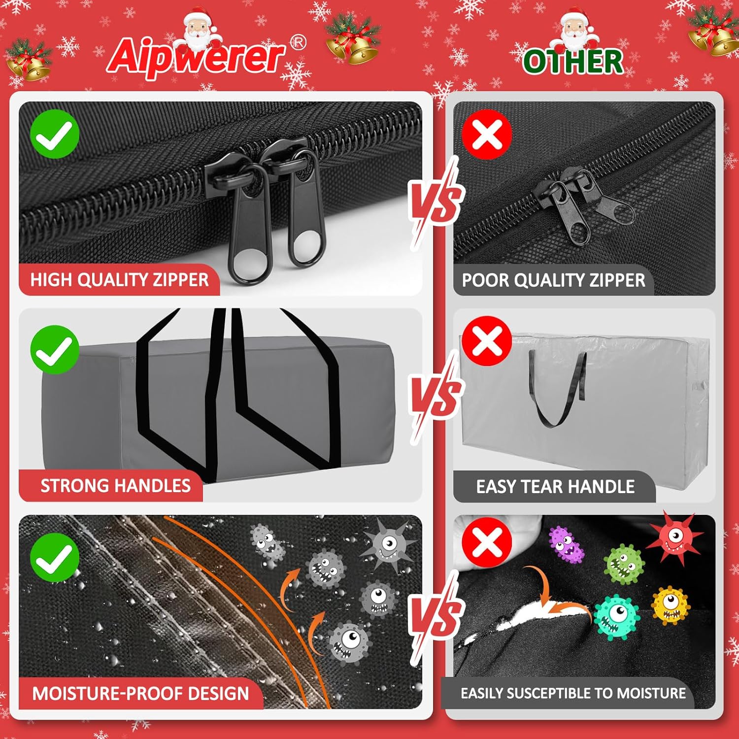 Aipwerer Custodia Porta Albero di Natale, Nera - immagine 4