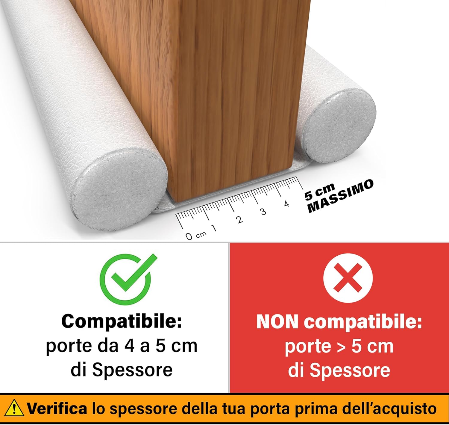 Paraspifferi Sottoporta 93cm, Bianco - immagine 2