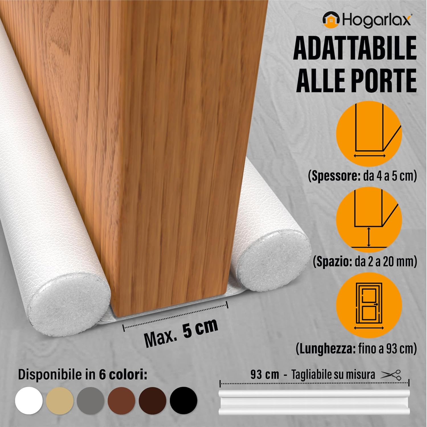 Paraspifferi Sottoporta 93cm, Bianco - immagine 3