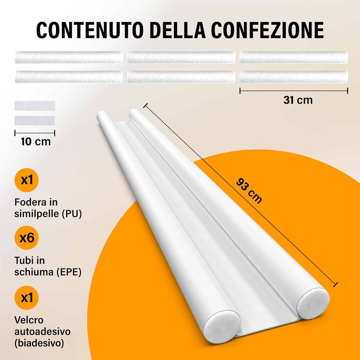 Paraspifferi Sottoporta 93cm, Bianco - immagine 7