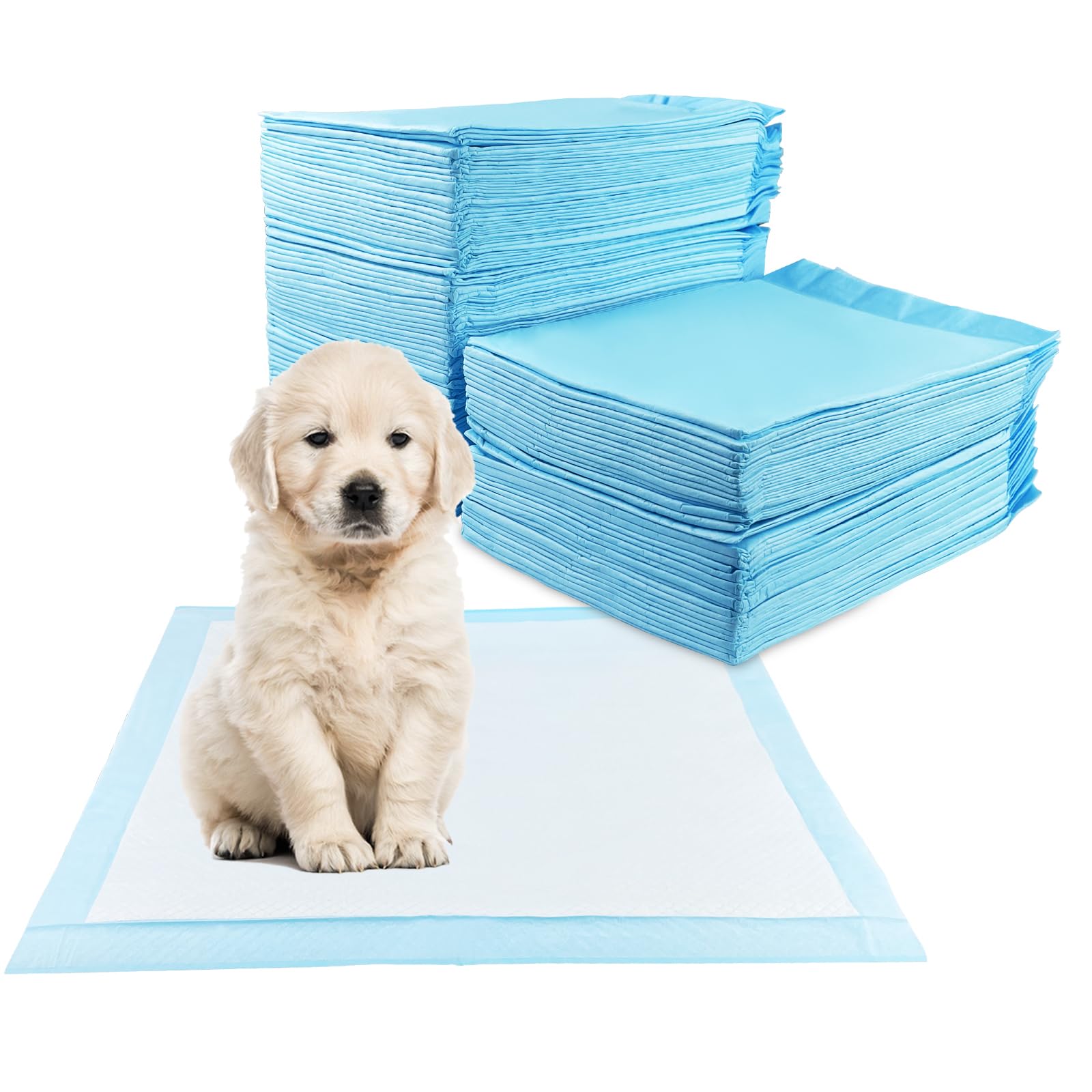 Fousenuk 100Pezzi Tappetini Igienici per Cani 60X60cm, Traverse Cani Accessori, Tappetini Cane, Traversina Tappetino Cane Pipi Assorbenti Igienico, 5 Strati Prova Perdite Superficie Asciugatura Rapida