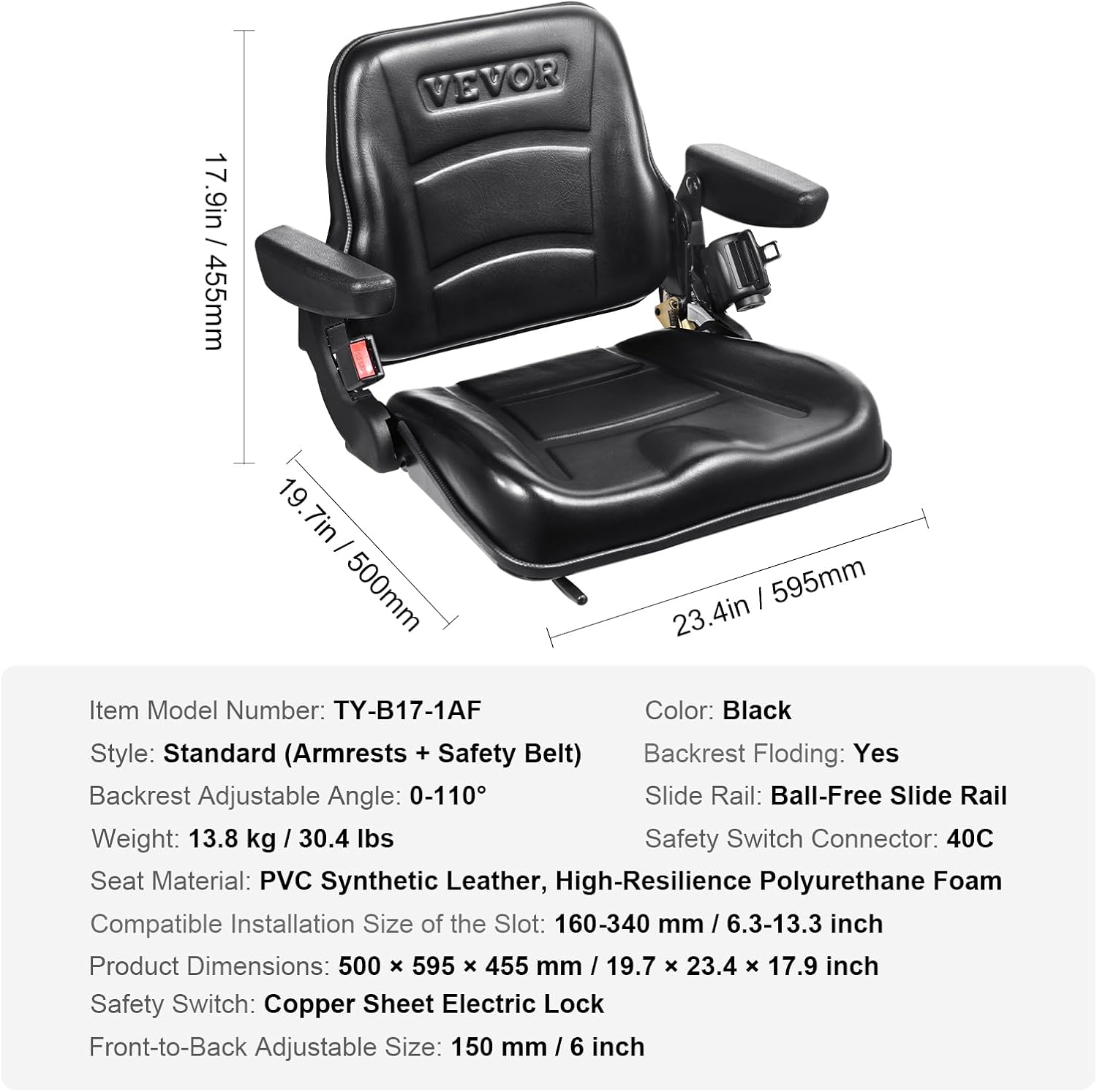 Vevor Sedile Universale Pieghevole per Carrello Elevatore - immagine 7