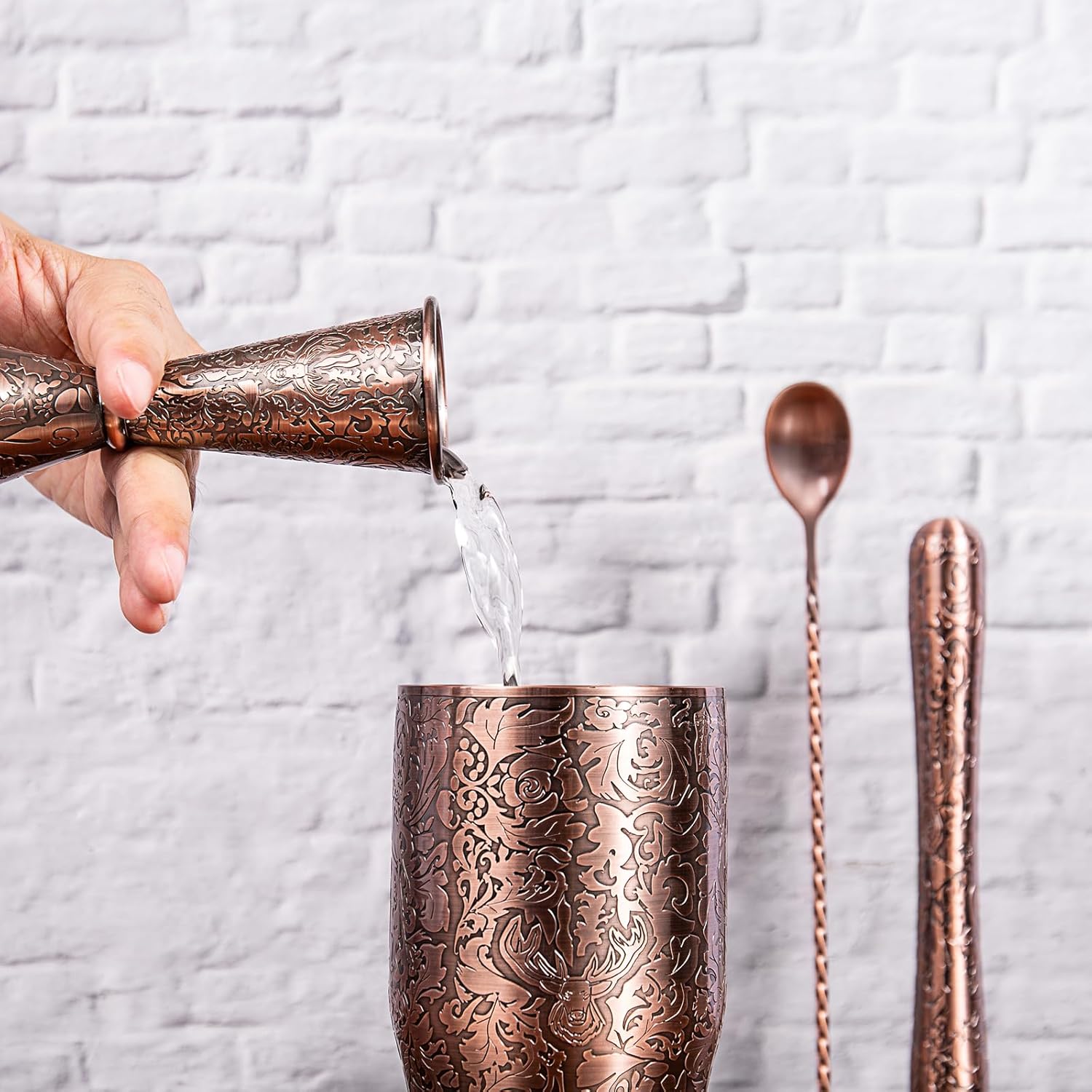 Sky Fish Set Shaker per Cocktail 6 Pezzi Rame Anticato - immagine 5