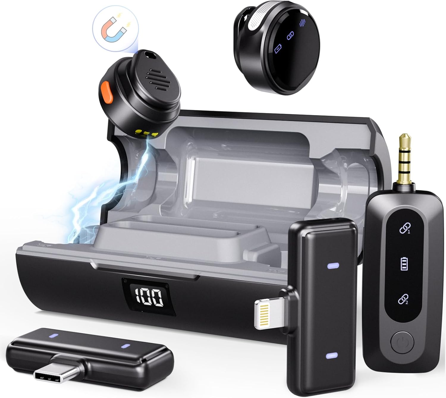 Moman Microfono Lavalier Wireless per iPhone/Android/Fotocamera - immagine 1