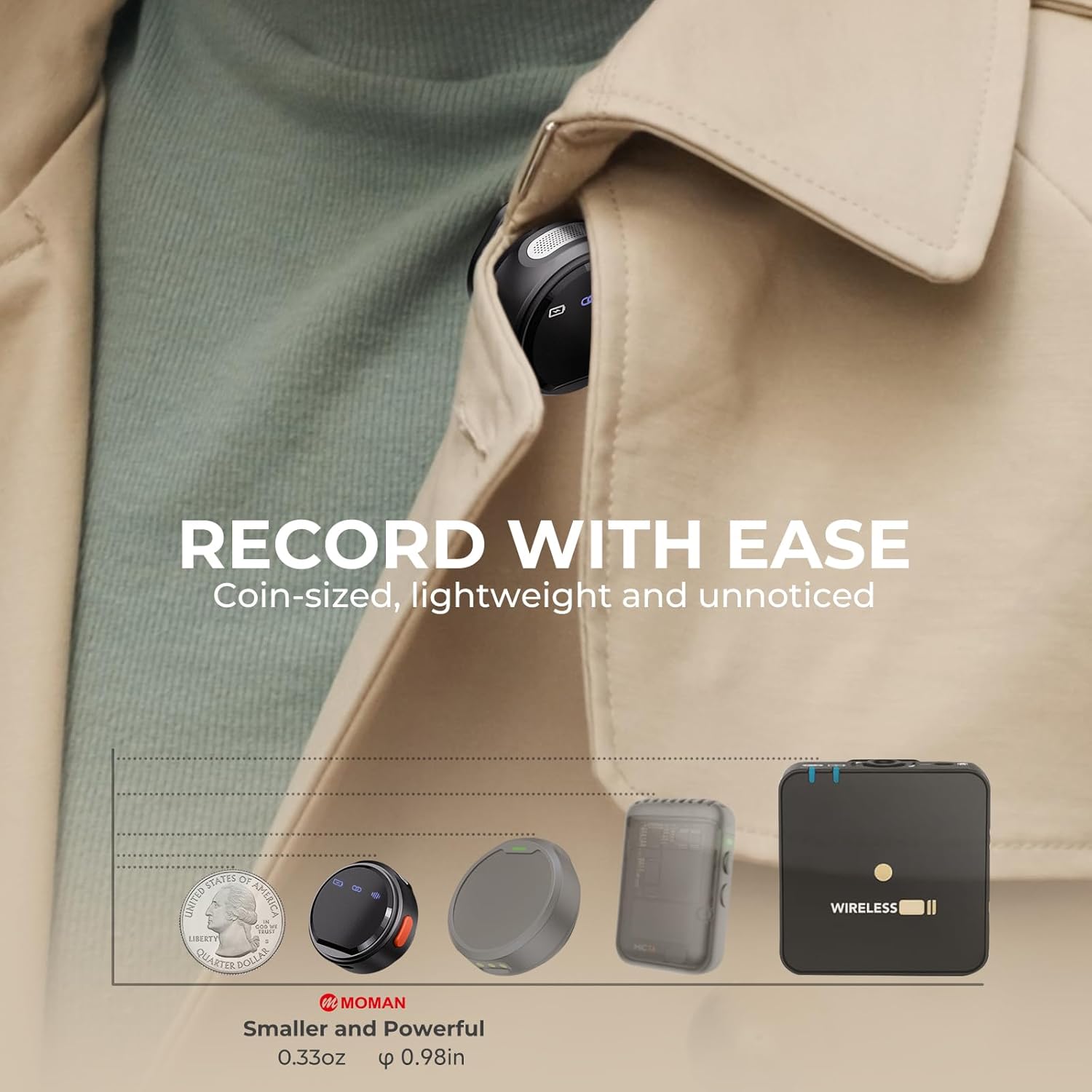 Moman Microfono Lavalier Wireless per iPhone/Android/Fotocamera - immagine 3