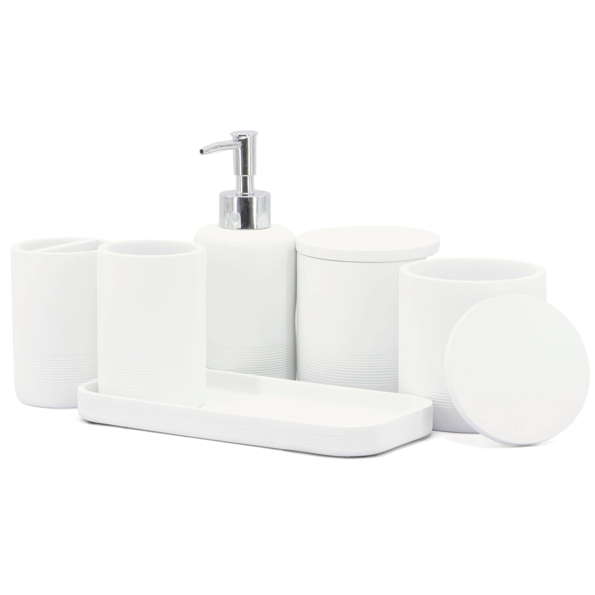 Zccz Set 6 Accessori Bagno Bianchi
