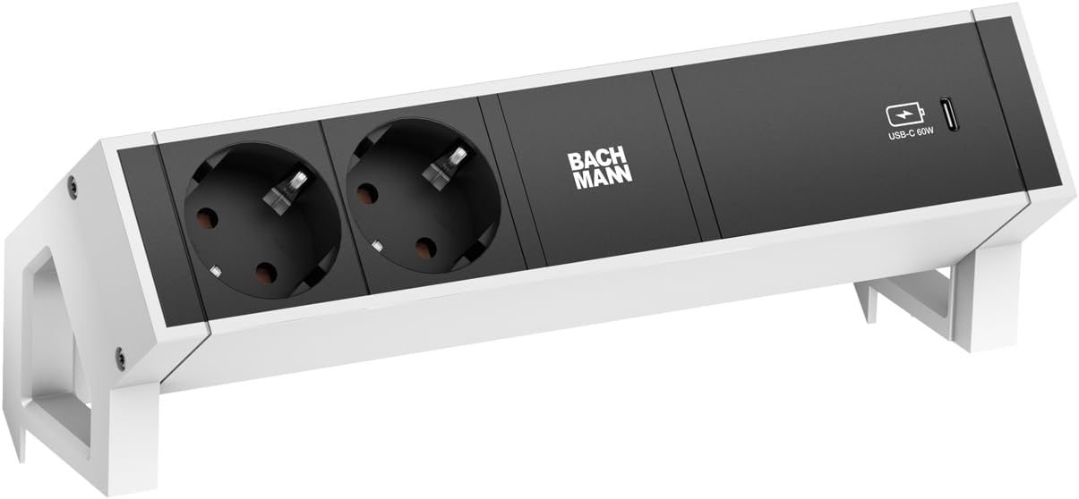 Bachmann DESK2-2 - Multipresa con USB C e USB Charger 60W