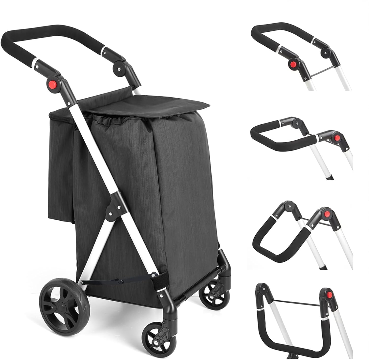 Leuya Abc Carrello della Spesa 4 Ruote 46L, Nero - immagine 1