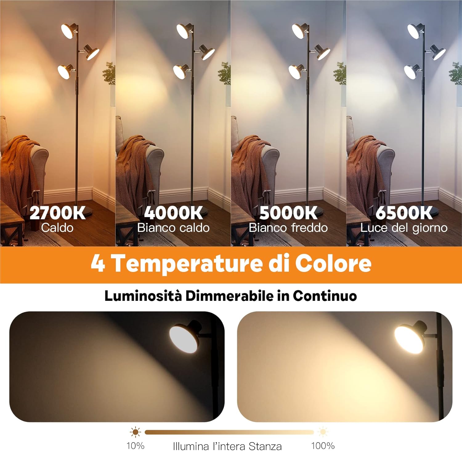 SIBRILLE Lampada da Terra Dimmerabile 36W 2500LM - immagine 3