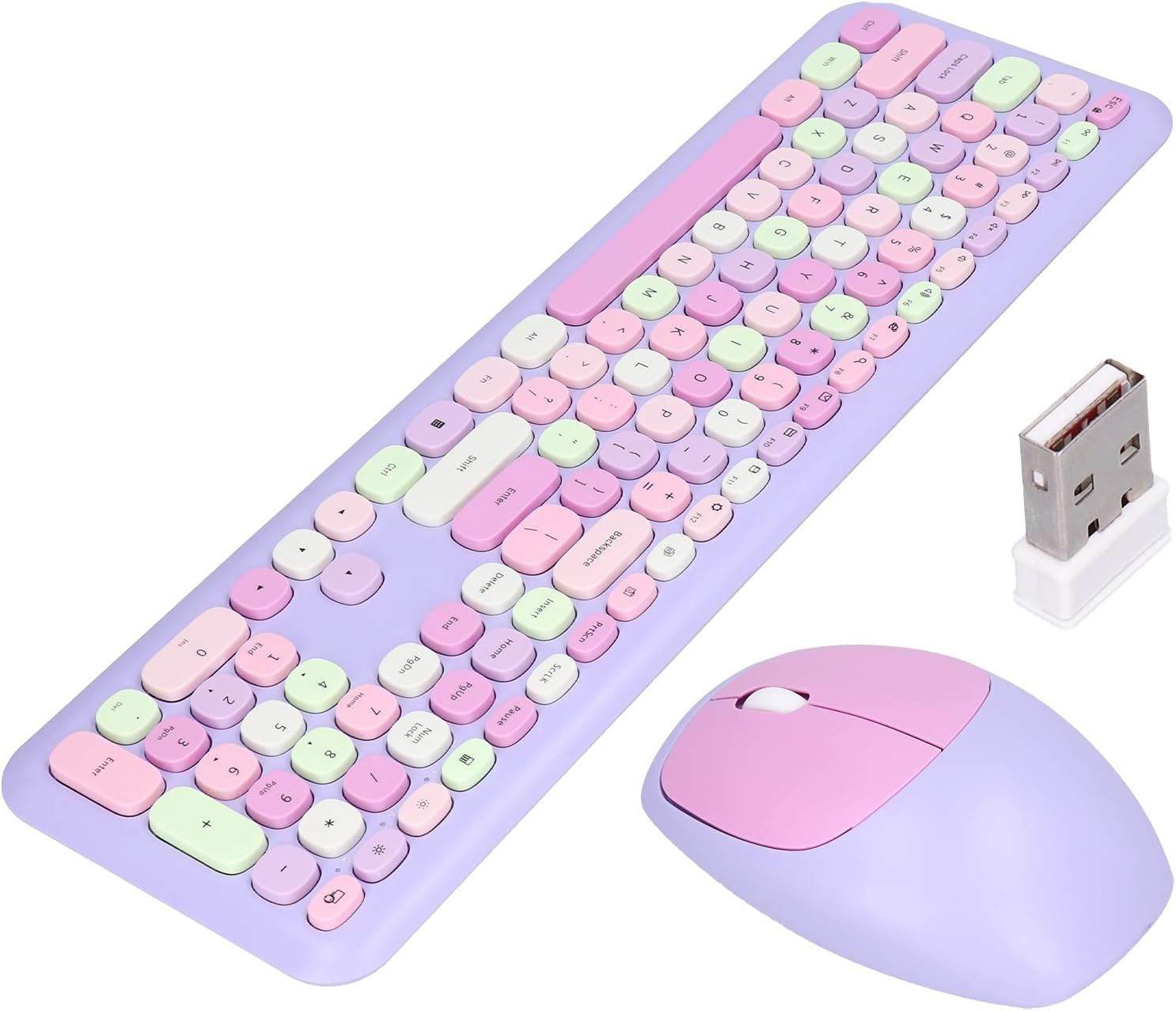 Yunseity Tastiera e Mouse Wireless 2.4G, Viola Misto | Velz