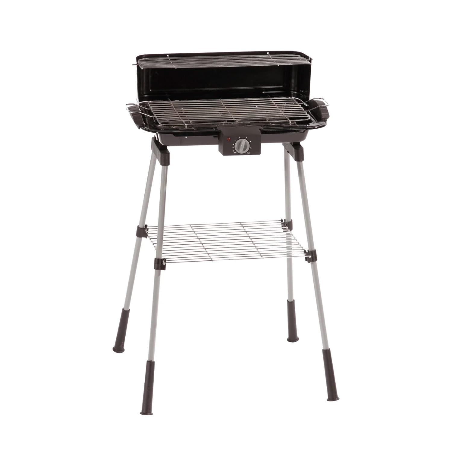 Barbecue Elettrico 2200W con Griglia 40x22 cm e Scaldavivande 45x12 cm, Ideale per Grigliate su Balcone o Terrazzo, Senza Fumo, Cottura Uniforme, Compatto e Potente