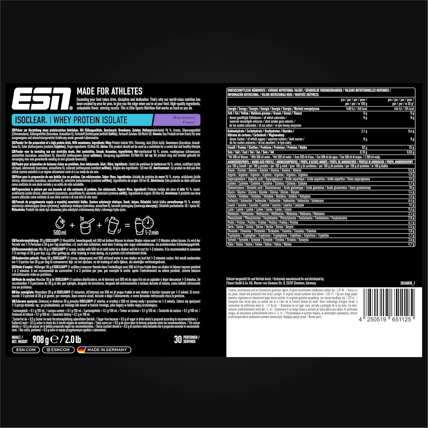 Esn ISOCLEAR Proteine Isolate Siero Latte 908g - immagine 4