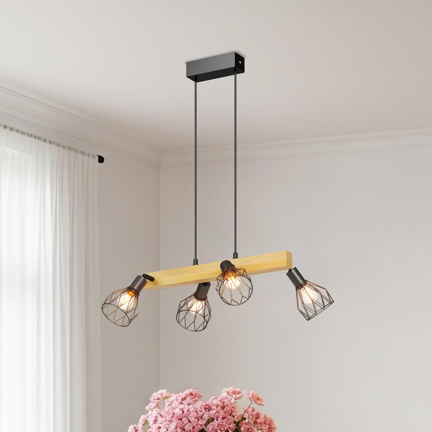 Lvwit Lampadario da Cucina Nero Vintage 4 Luci - immagine 1