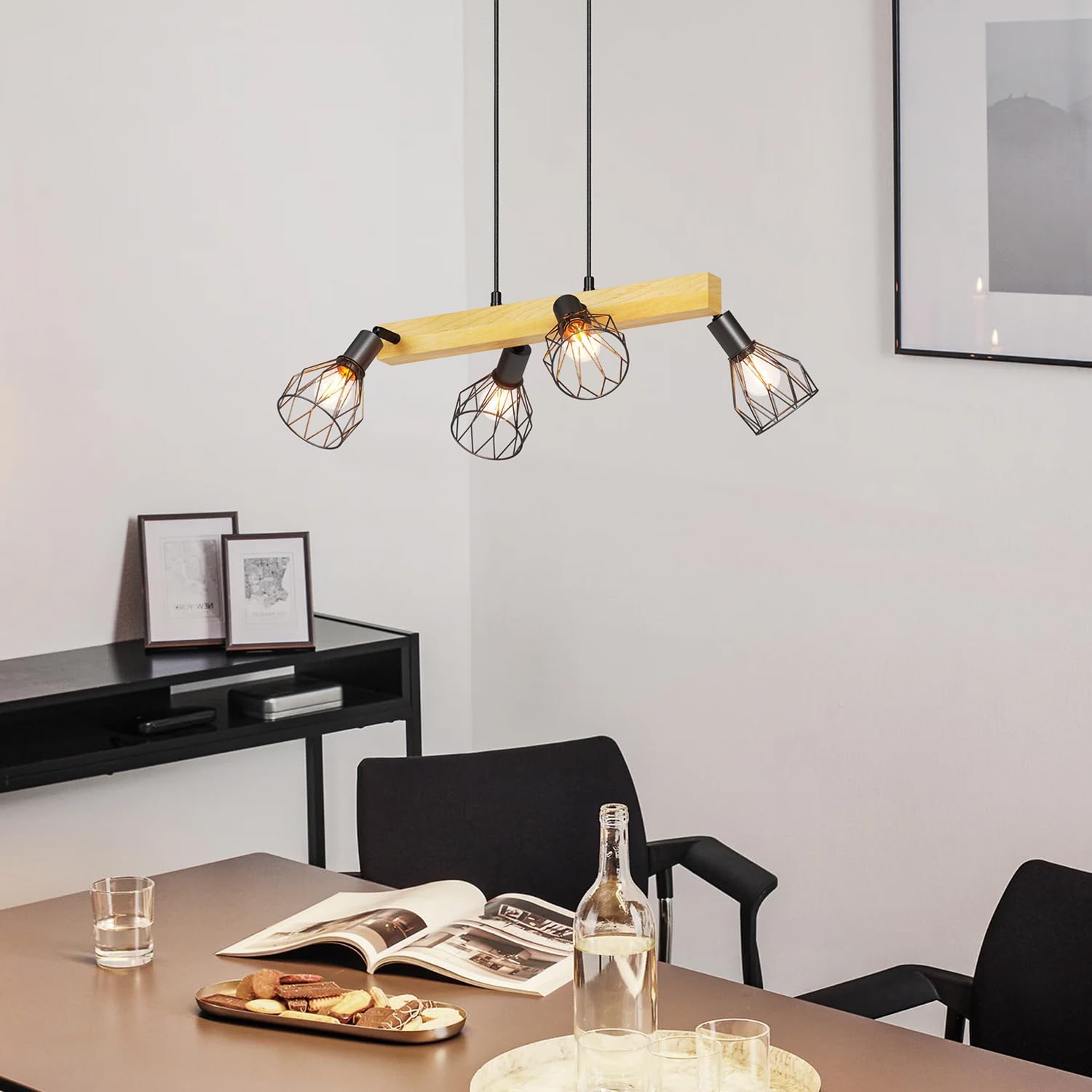 Lvwit Lampadario da Cucina Nero Vintage 4 Luci - immagine 2