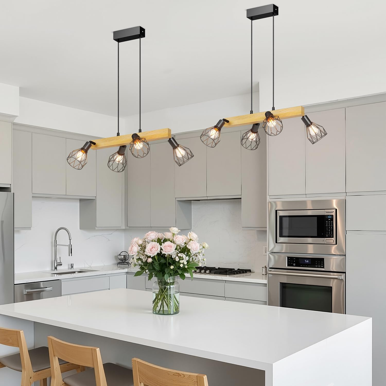 Lvwit Lampadario da Cucina Nero Vintage 4 Luci - immagine 3