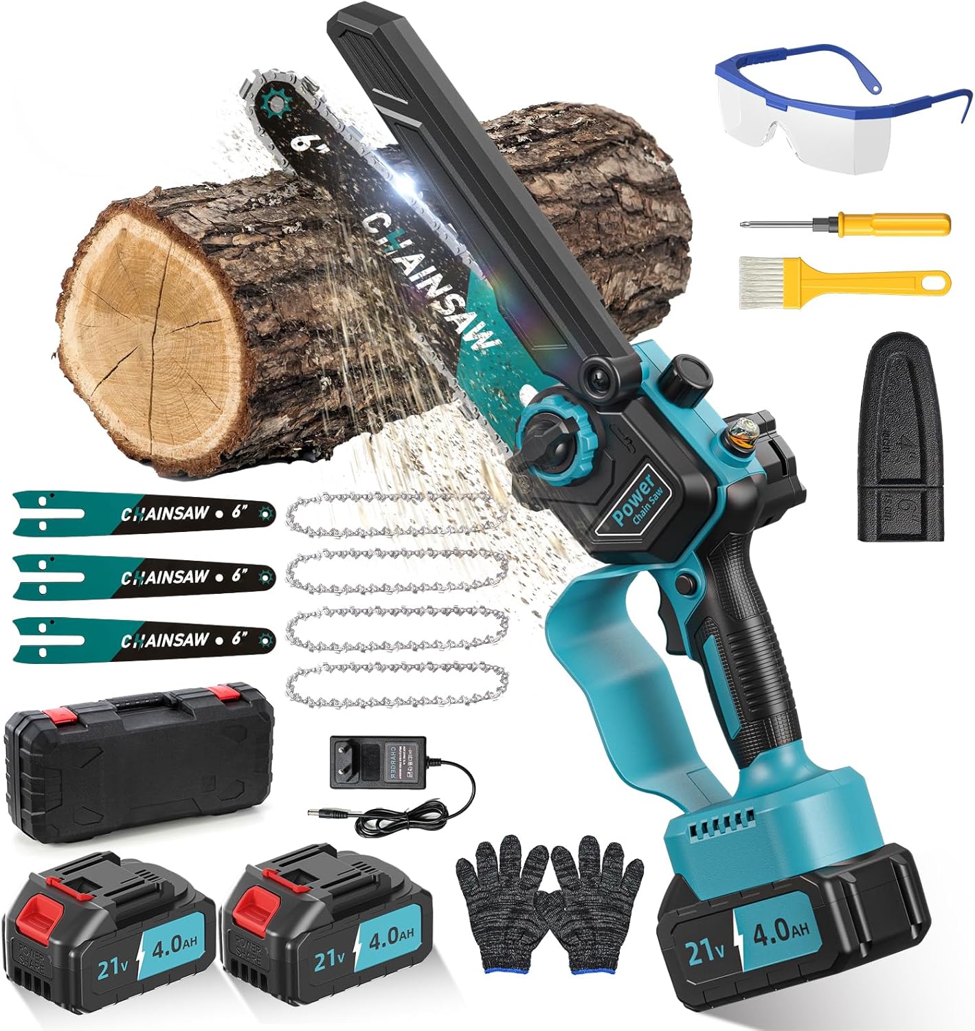 Mini Motosega a Batteria 8000mAh Brushless 6 Pollici 1000W