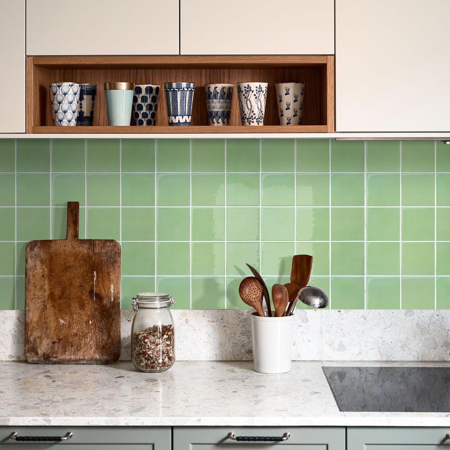 Piastrelle Adesive Cucina Bagno Verdi 10 Pezzi 30,5x30,5cm - immagine 2