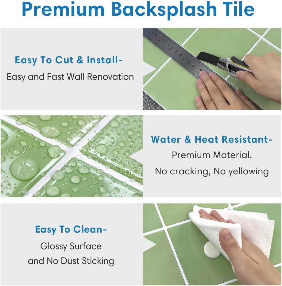 Piastrelle Adesive Cucina Bagno Verdi 10 Pezzi 30,5x30,5cm - immagine 4