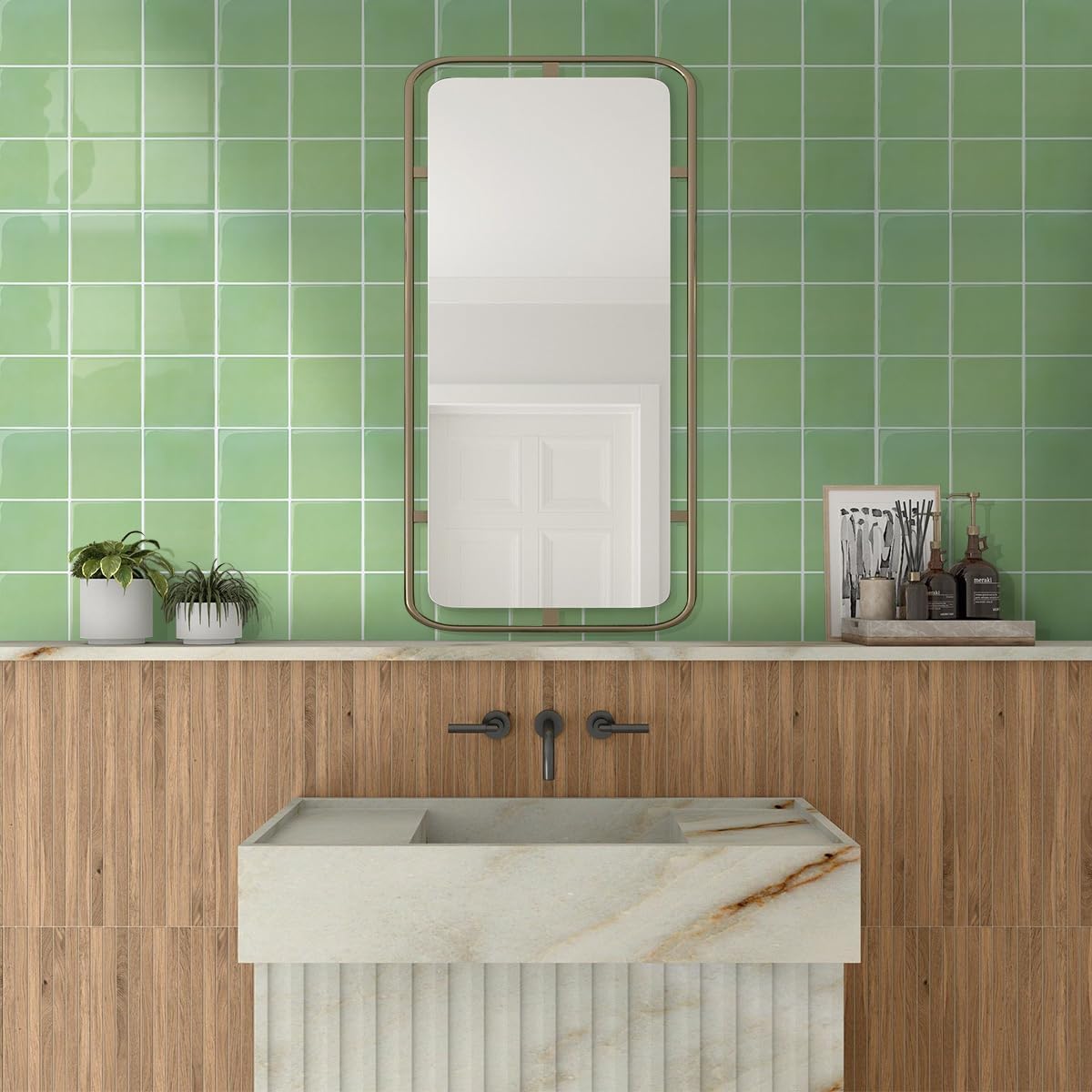 Piastrelle Adesive Cucina Bagno Verdi 10 Pezzi 30,5x30,5cm - immagine 6