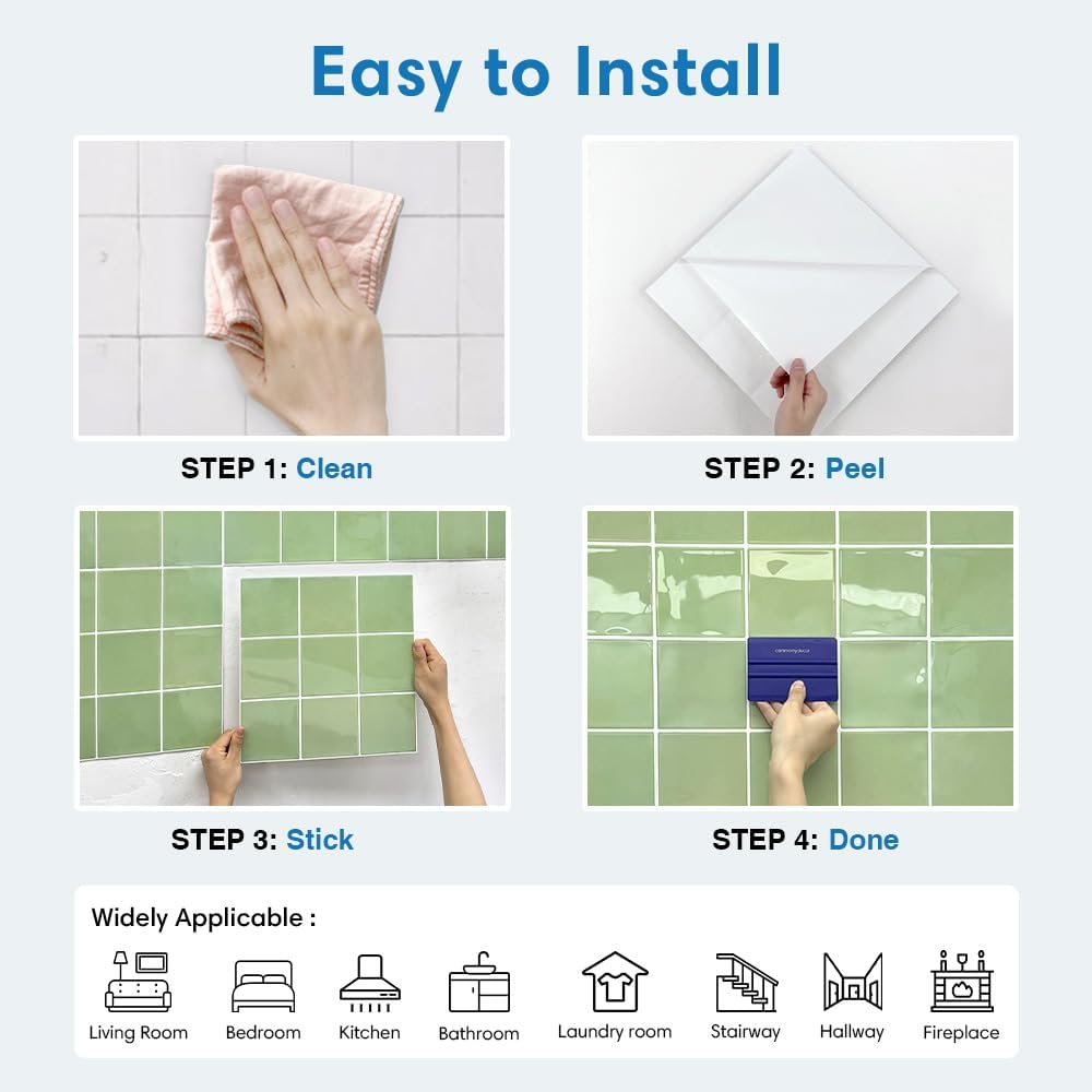 Piastrelle Adesive Cucina Bagno Verdi 10 Pezzi 30,5x30,5cm - immagine 7