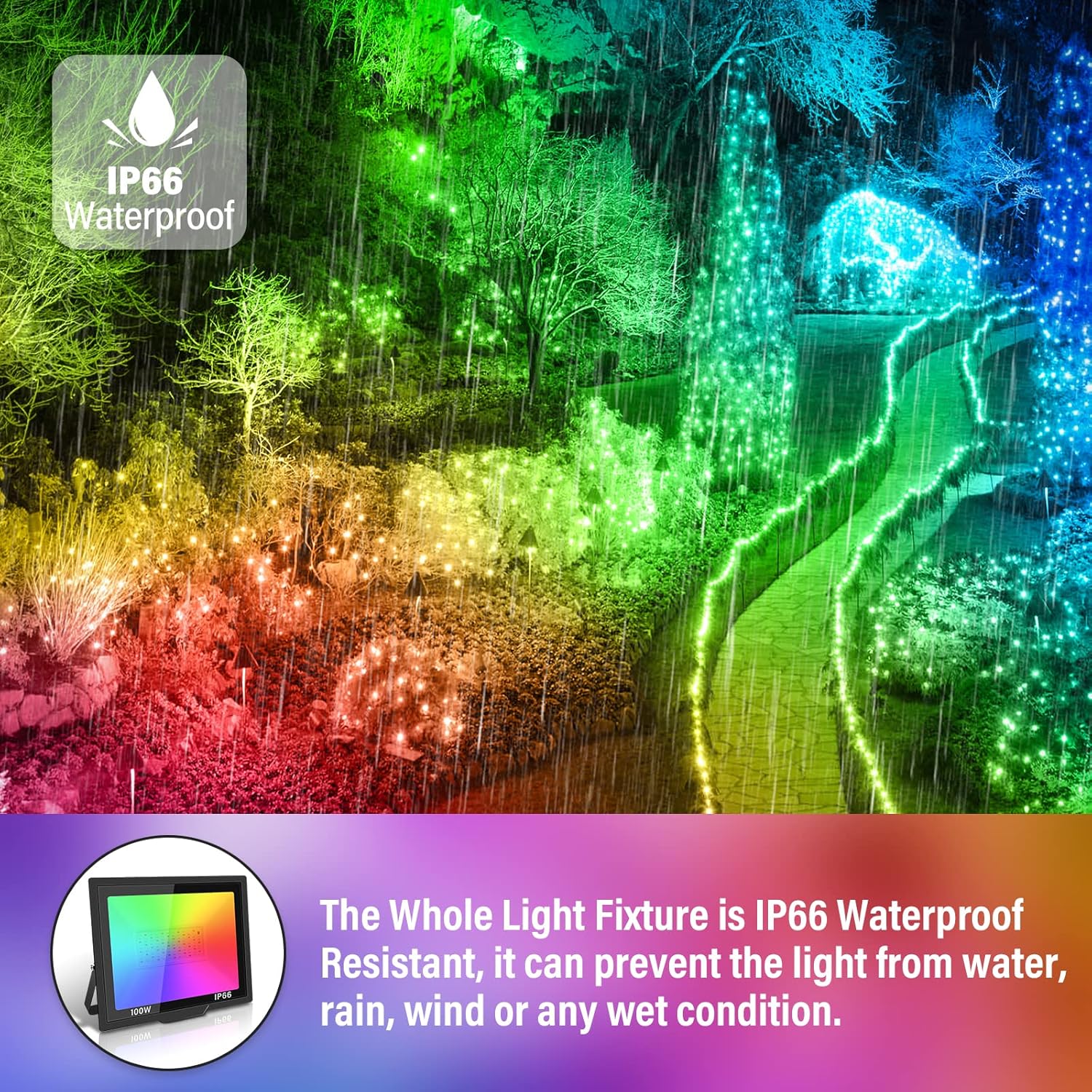 RIGIDON Faretto LED RGB 100W con Telecomando (2 pezzi) - immagine 8