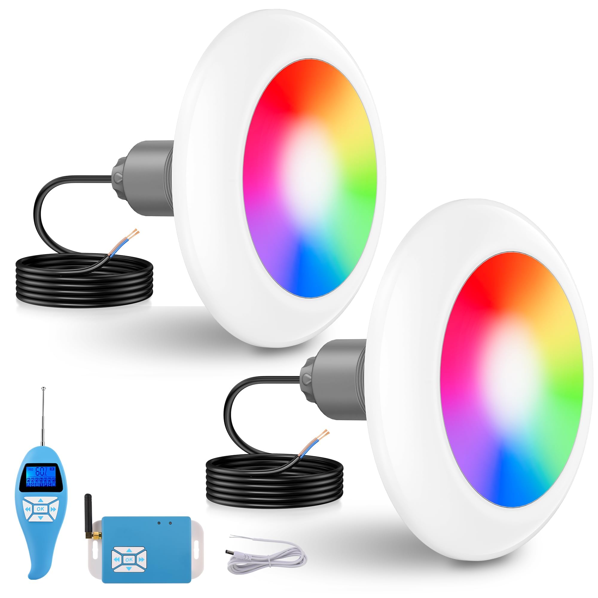 Lylmle Faro Piscina LED 25W RGB con Filettatura 2" (Set 2)