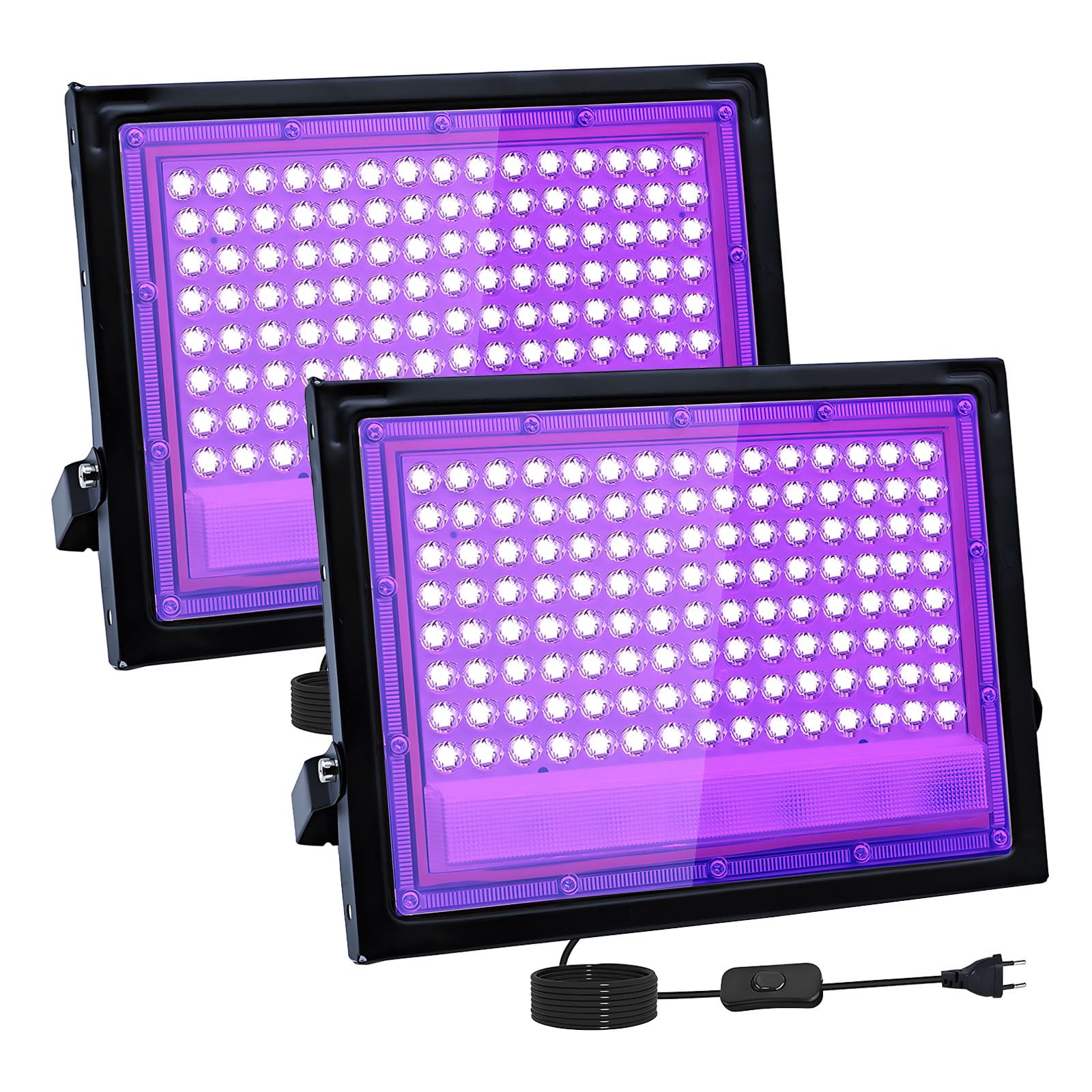 2 Pezzi Faretto UV LED 100W 395-400nm Luce Nera