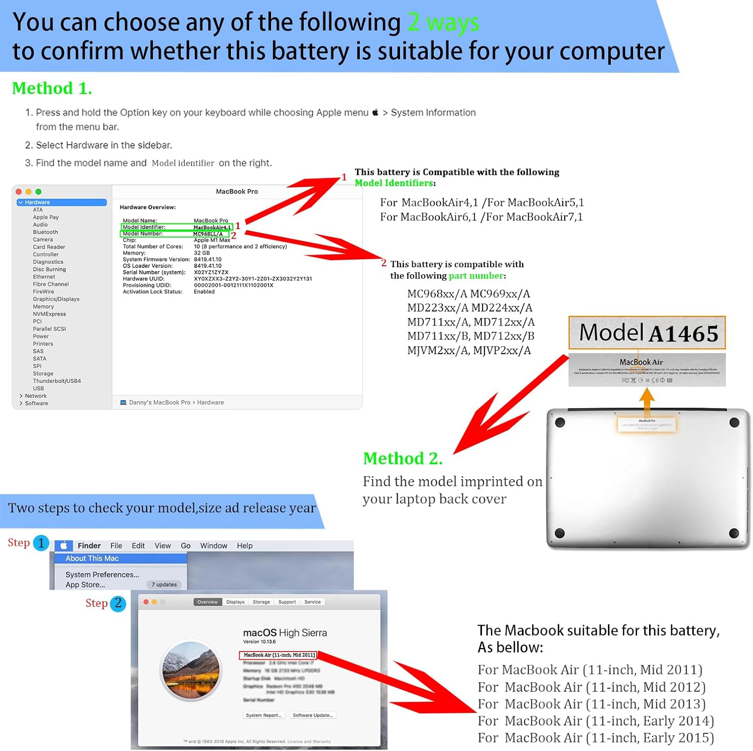 Batteria A1465 per MacBook Air 11" - immagine 4