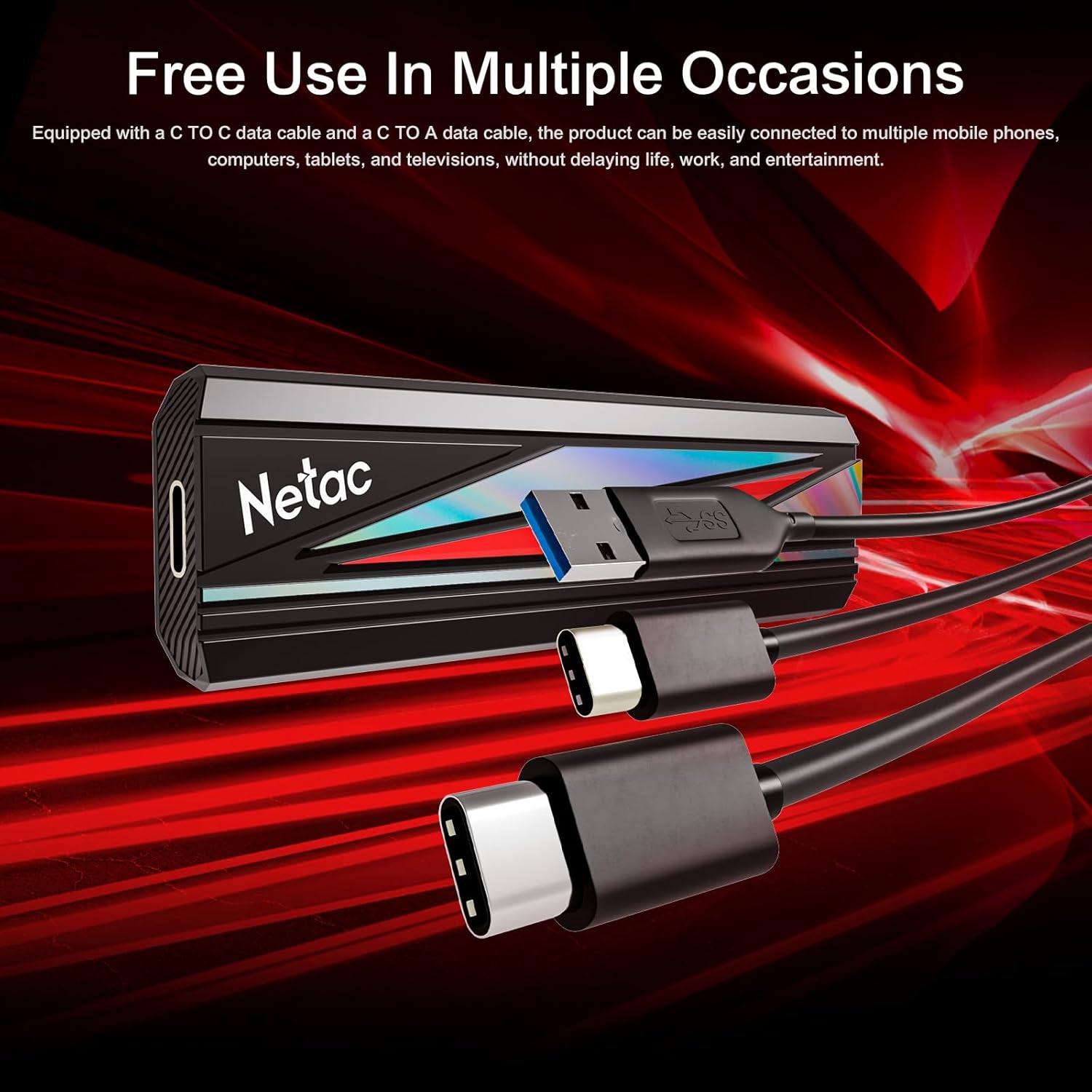 Netac SSD Esterno Portatile 1TB USB-C 2000 MB/s - immagine 4