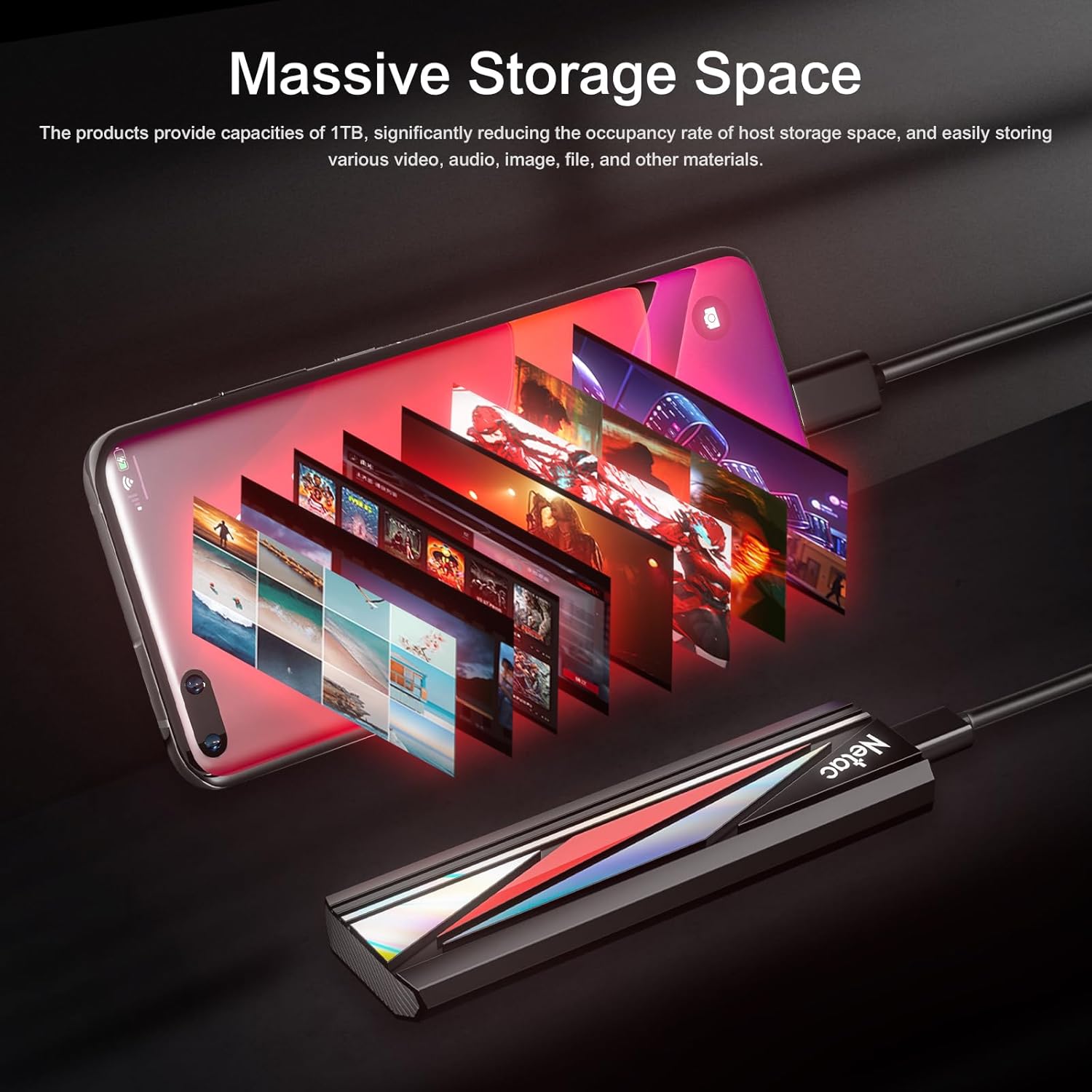 Netac SSD Esterno Portatile 1TB USB-C 2000 MB/s - immagine 5