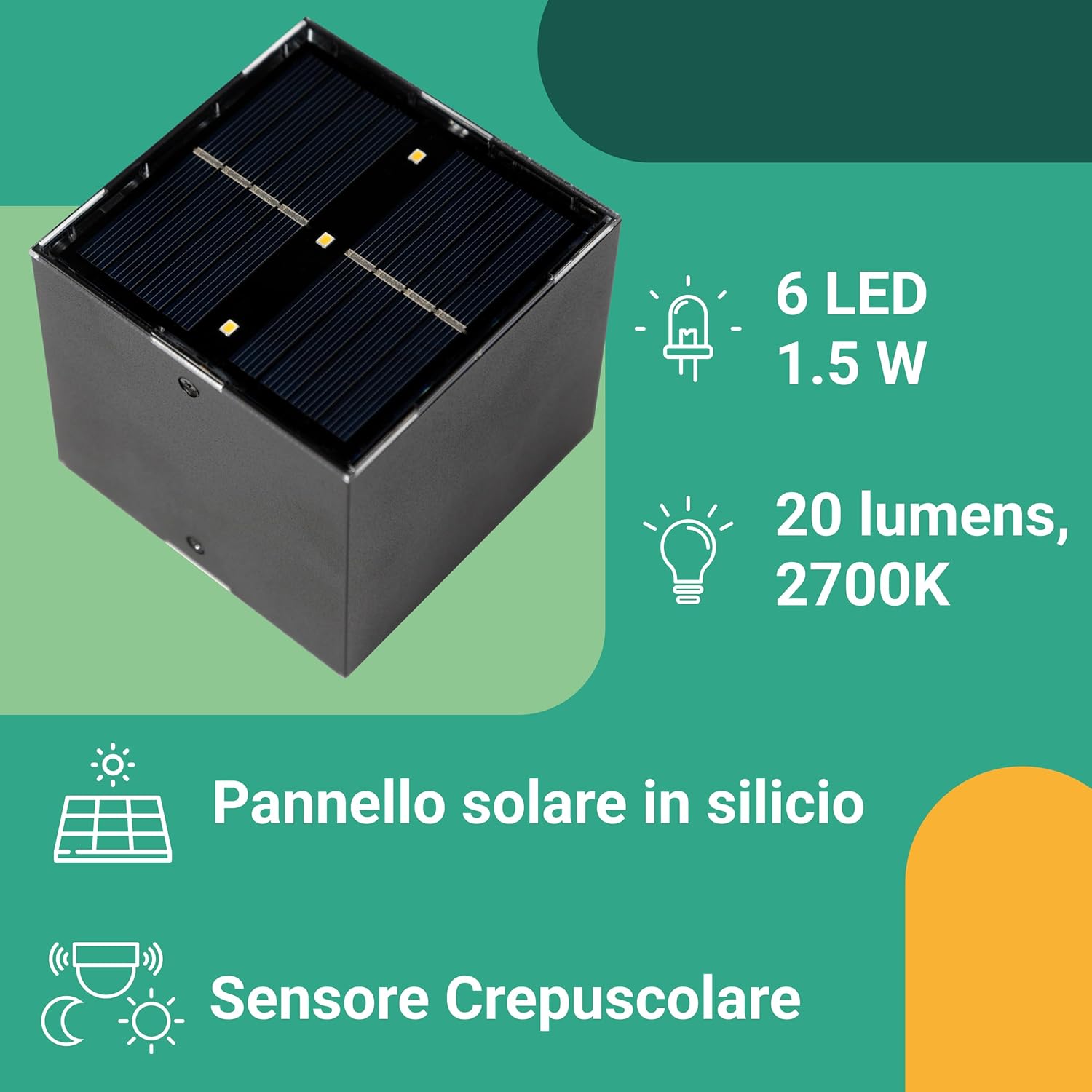 Applique Solare da Esterno LED 2 Unità - immagine 5