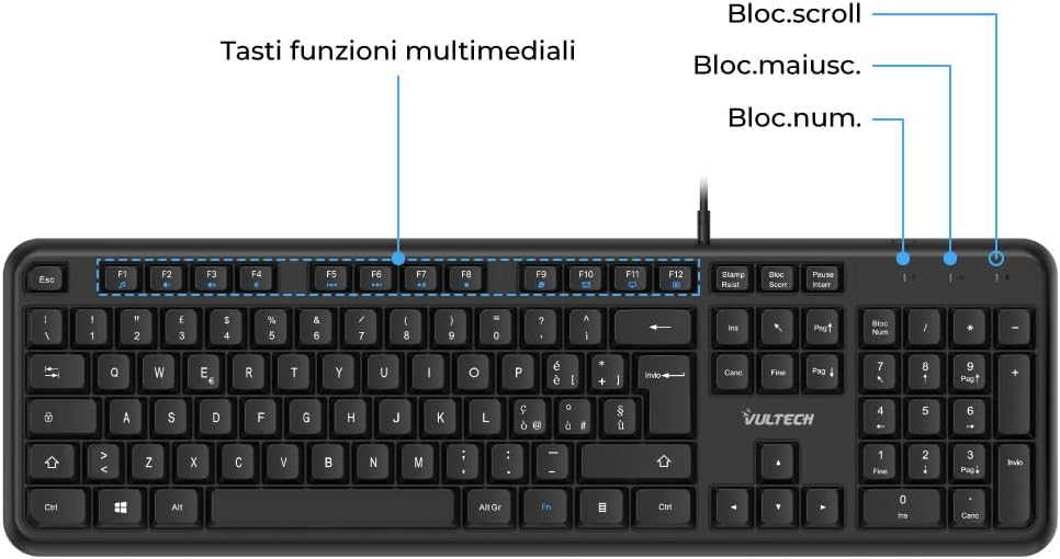 Vultech KM-811 Kit Tastiera e Mouse USB, Nero - immagine 5