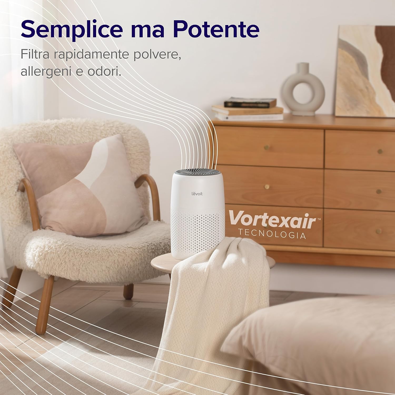 Levoit Purificatore d'Aria con Filtro HEPA, Bianco - immagine 5