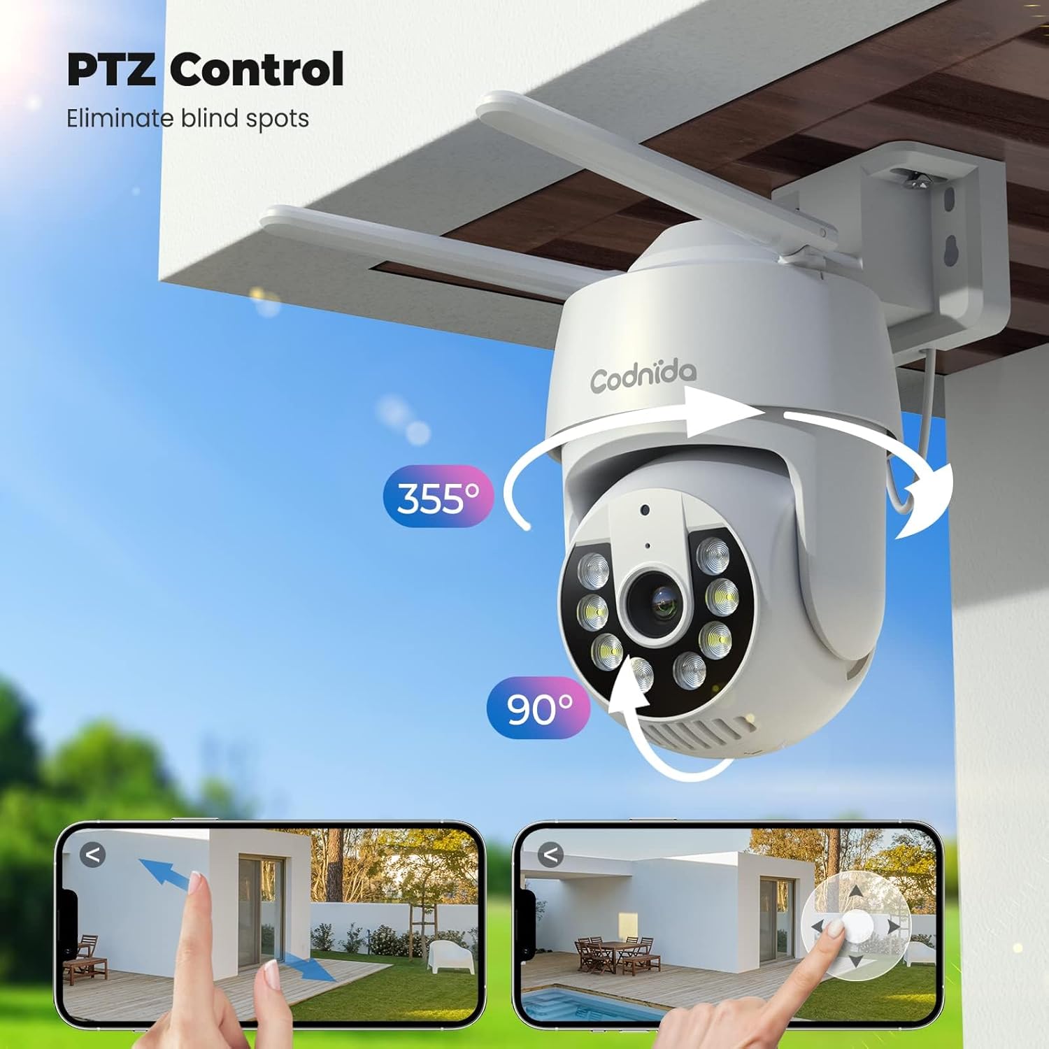 Codnida Telecamera Wi-Fi Esterno/Interno 2K PTZ (2 Pezzi) - immagine 5