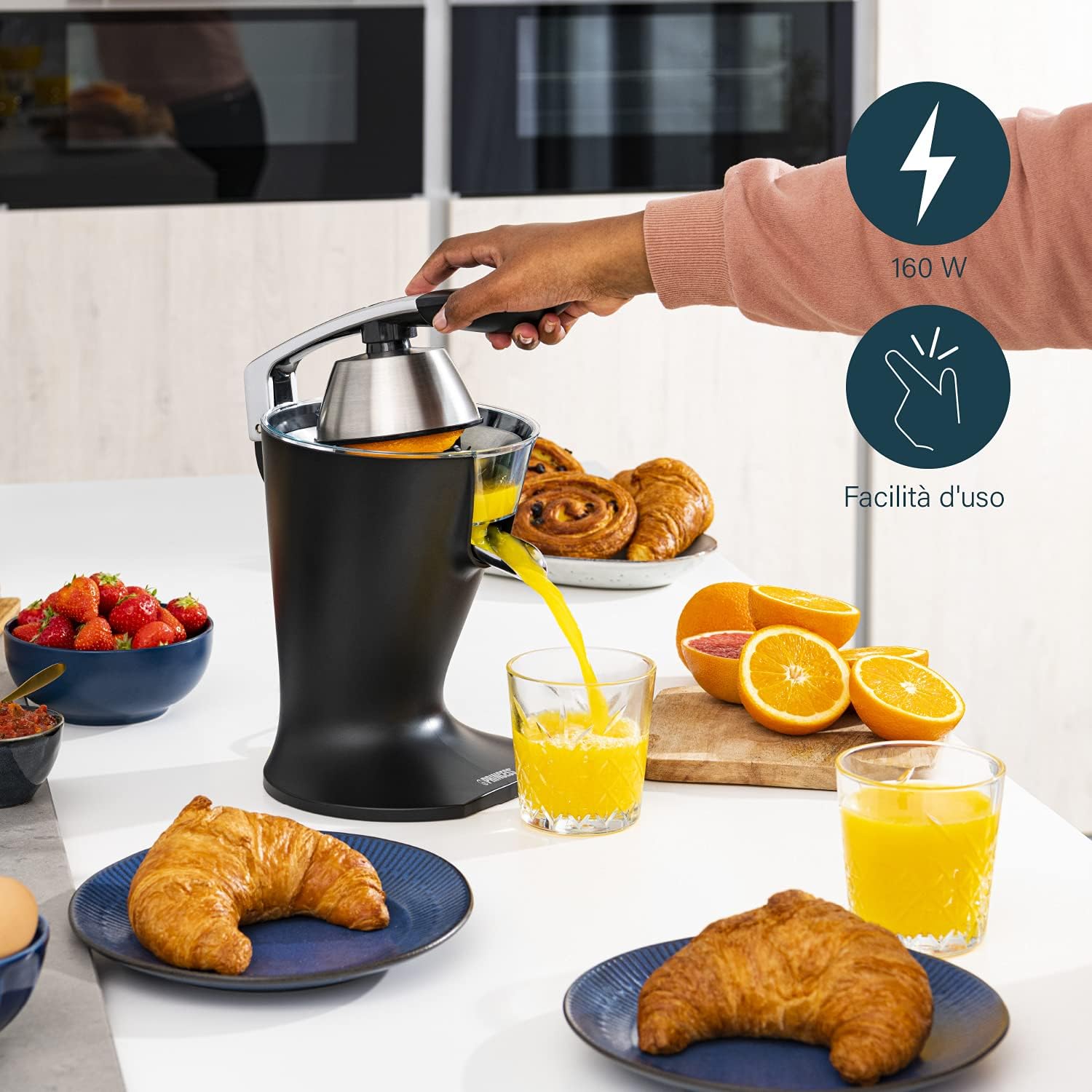 Princess Spremi Agrumi a Leva 300W, Nero Opaco - immagine 2