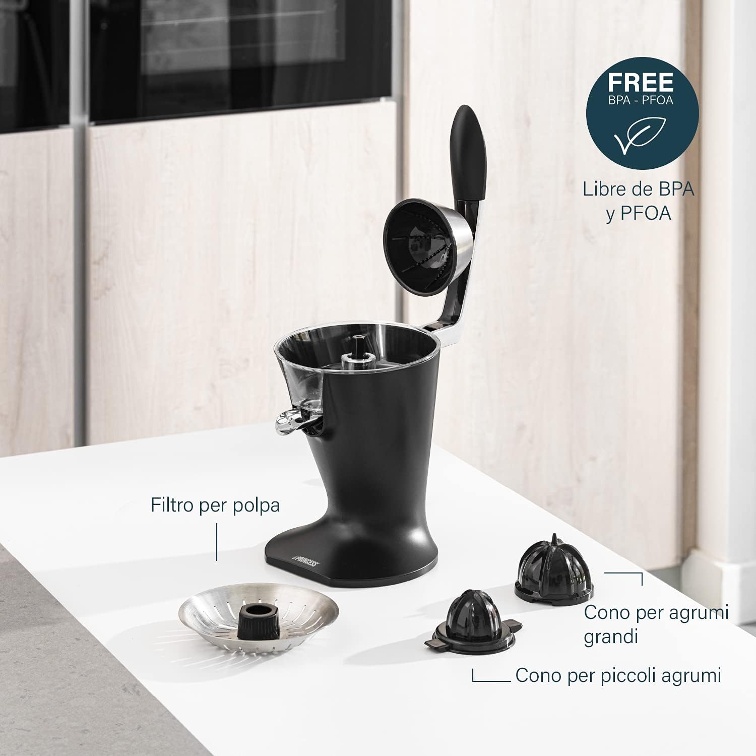 Princess Spremi Agrumi a Leva 300W, Nero Opaco - immagine 4