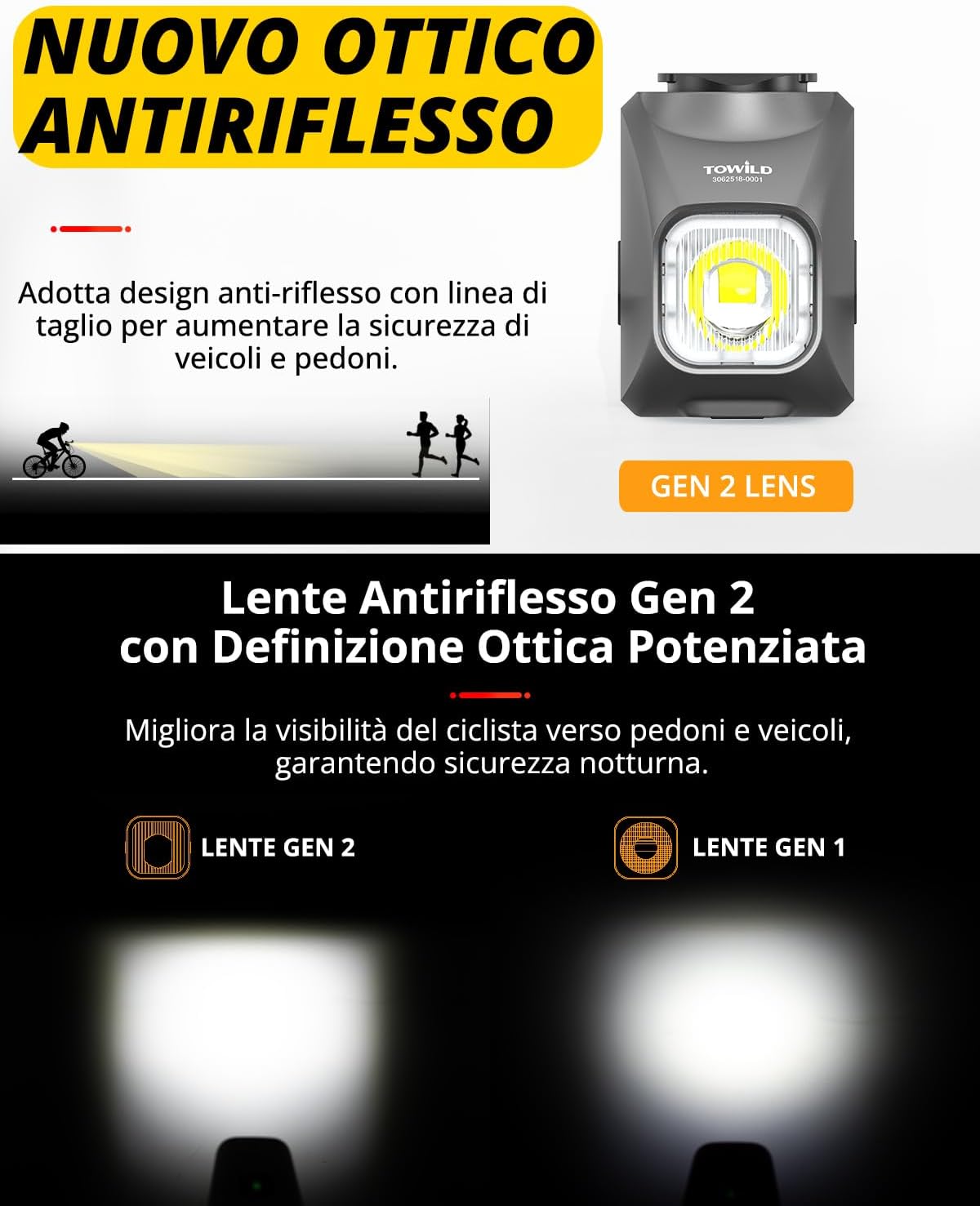 Towild DL1200S - Luci Bici LED 1200 Lumen con Telecomando - immagine 3