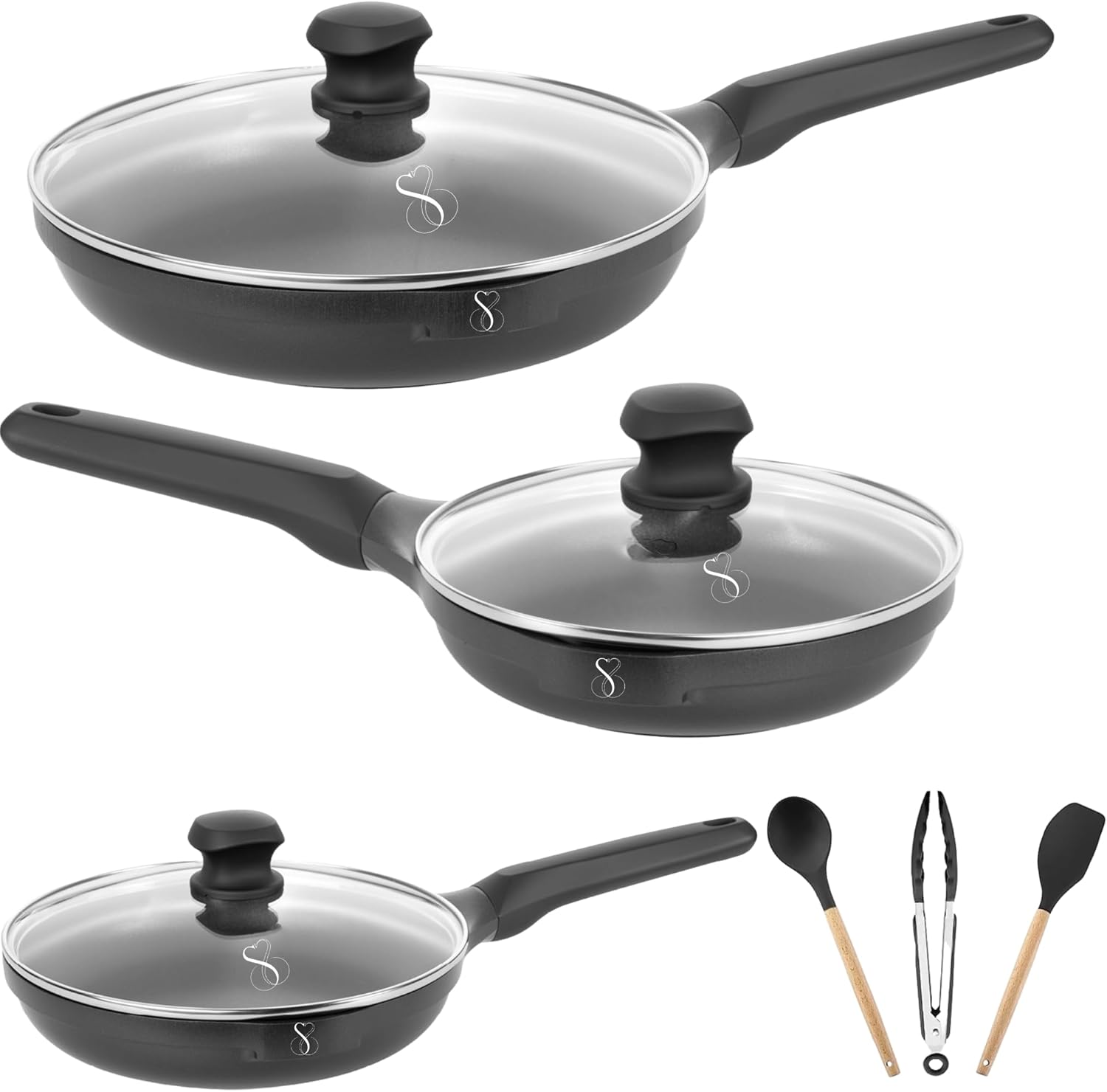 Stone&stone Set 3 Padelle Antiaderenti Induzione Gas