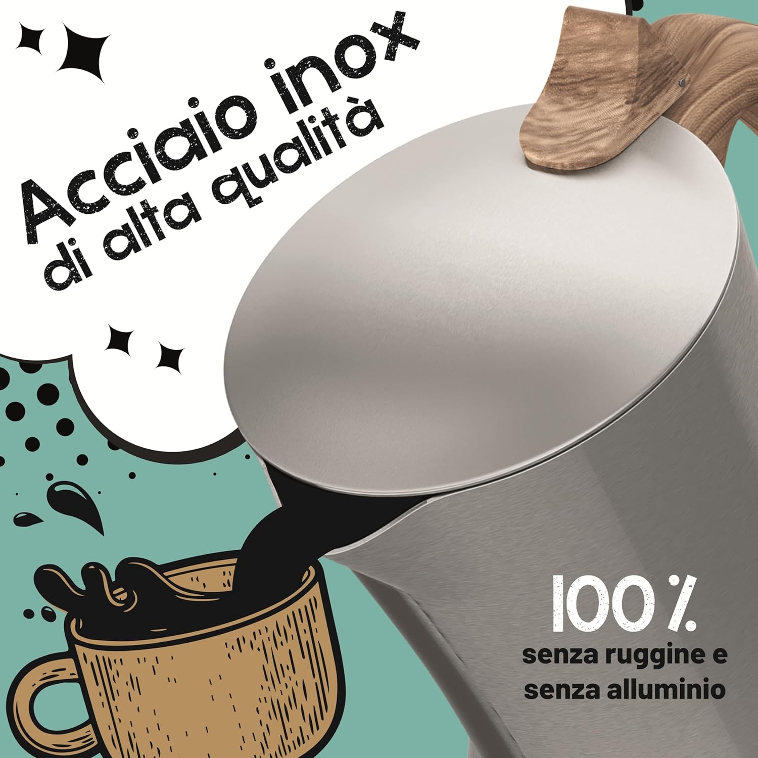 FLOW Premium Cafetera Espresso 4 Tazze 200ml - immagine 3