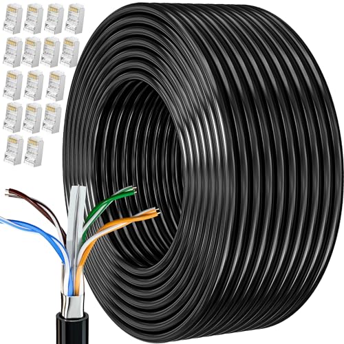 Meipek Cavo Ethernet Cat 6 Schermato 80 Metri, Nero