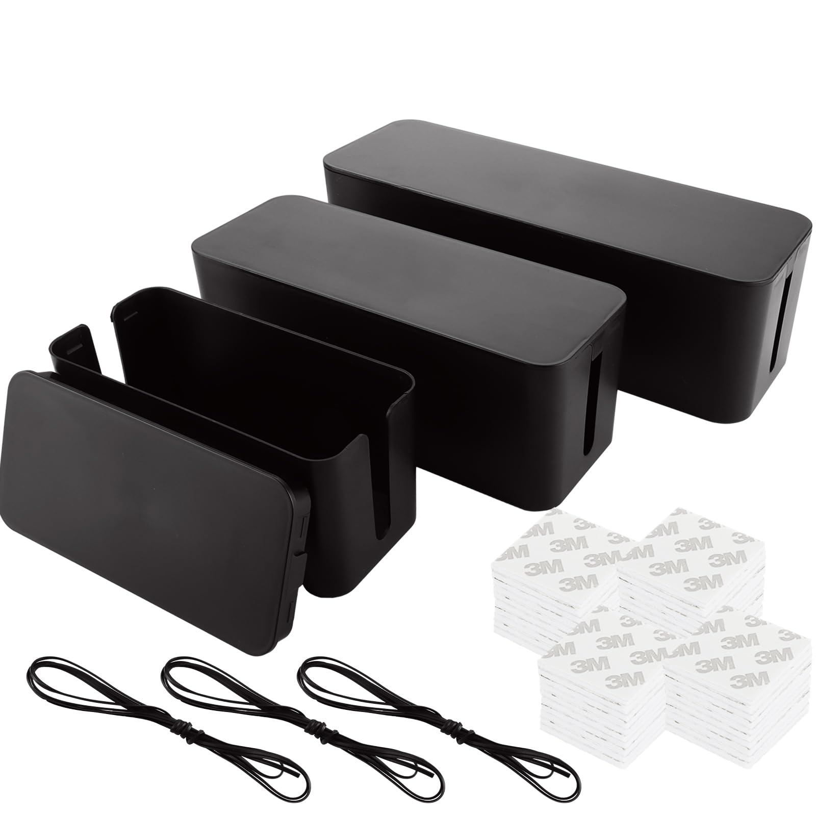 3 Scatole Organizer per Cavi, Nero