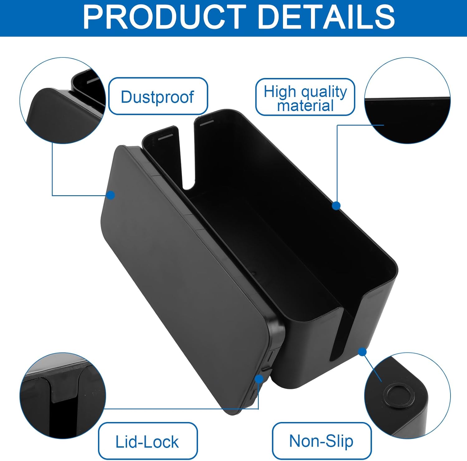 3 Scatole Organizer per Cavi, Nero - immagine 4